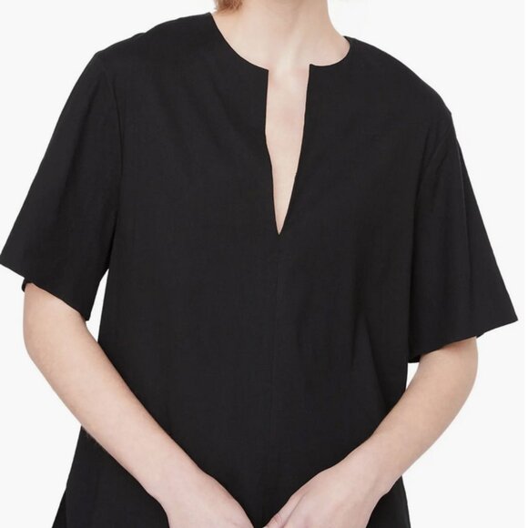 Vince Tops - Vince Split Neck Linen Blend Tunic Top - Black XL NWOT